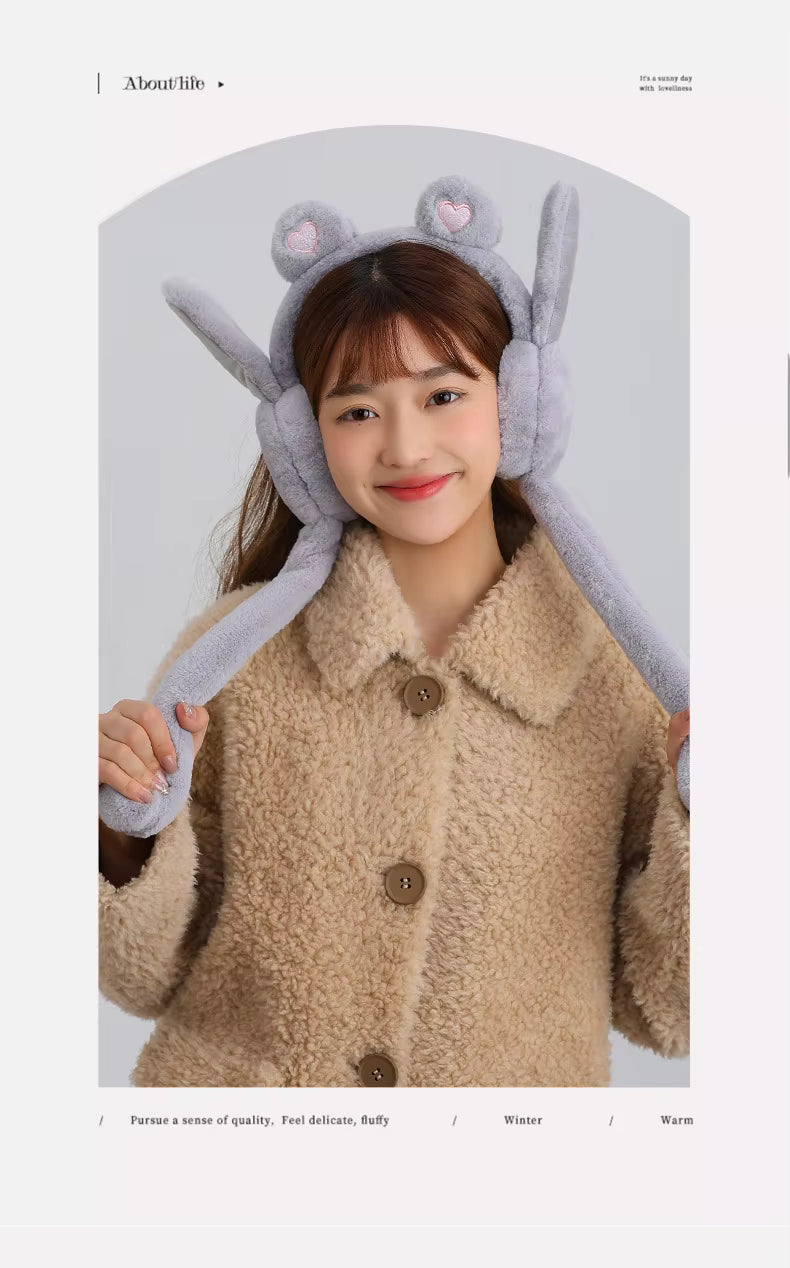 Cute Ear Move Earmuff Rabbit Moving Ears Jumping Earmuffs
